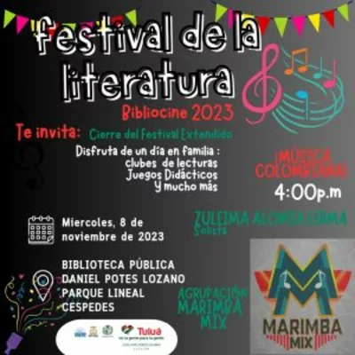 FESTIVAL LITERARIO  BIBLIOCINE2023 – EXTENDIDO –  CON MÚSICA COLOMBIANA