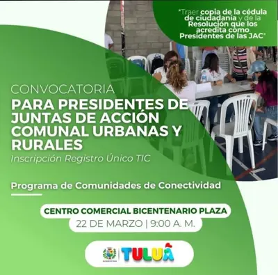Convocatoria para presidentes de juntas de acción comunal urbanas y rurales